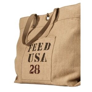 TARGET x FEED USA Burlap Tote Bag with metal clasp and polka dot lining